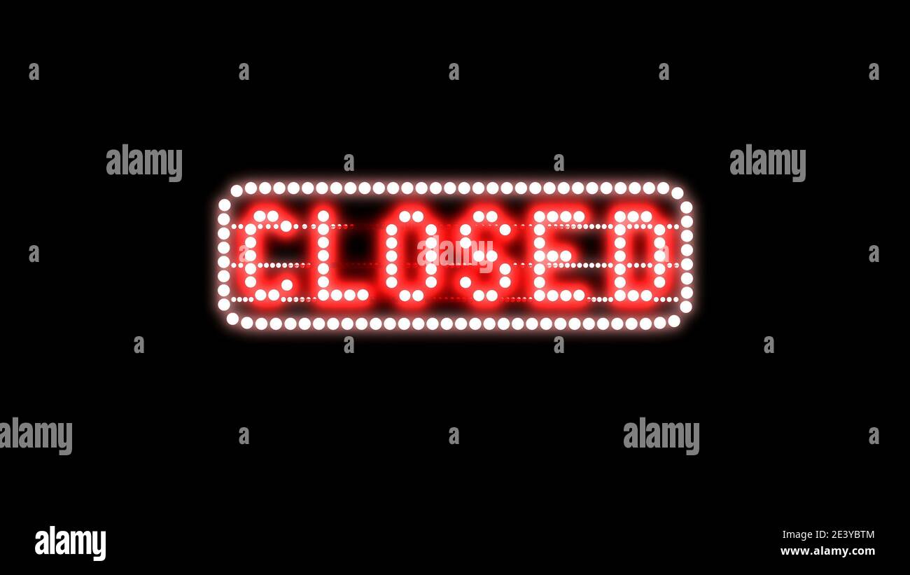 Text sign bulbs LED pixels, light flashing, blinking lights advertising ...