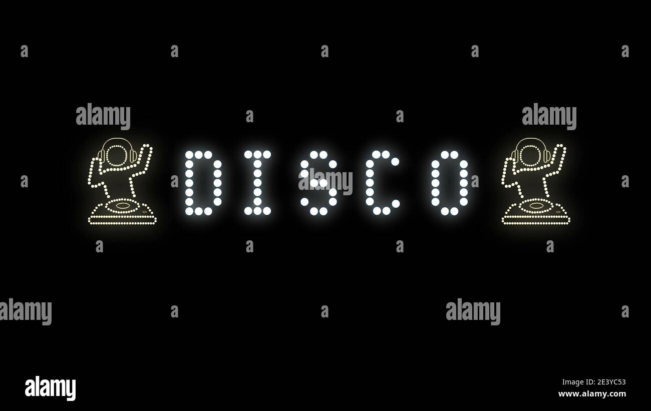Text sign bulbs LED pixels, light flashing, blinking lights advertising ...