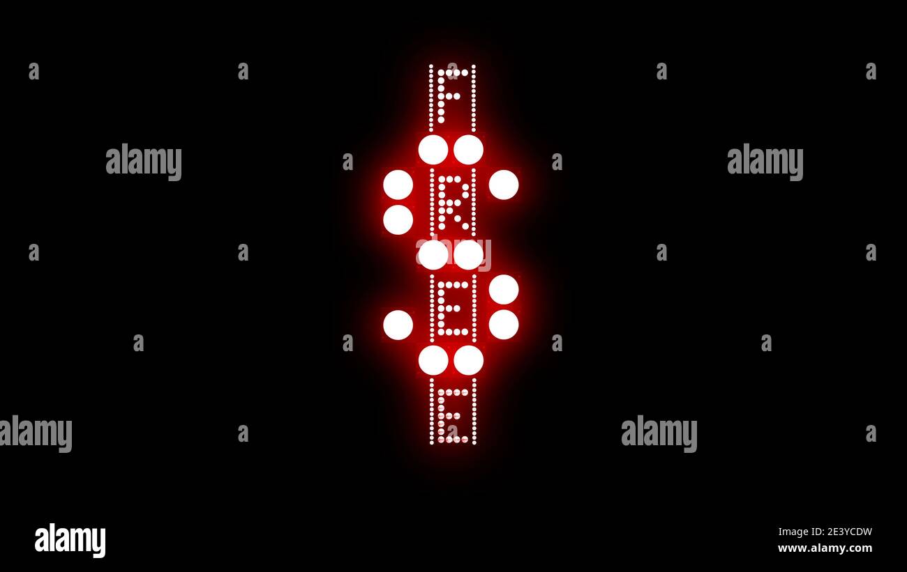 Text sign bulbs LED pixels, light flashing, blinking lights advertising ...