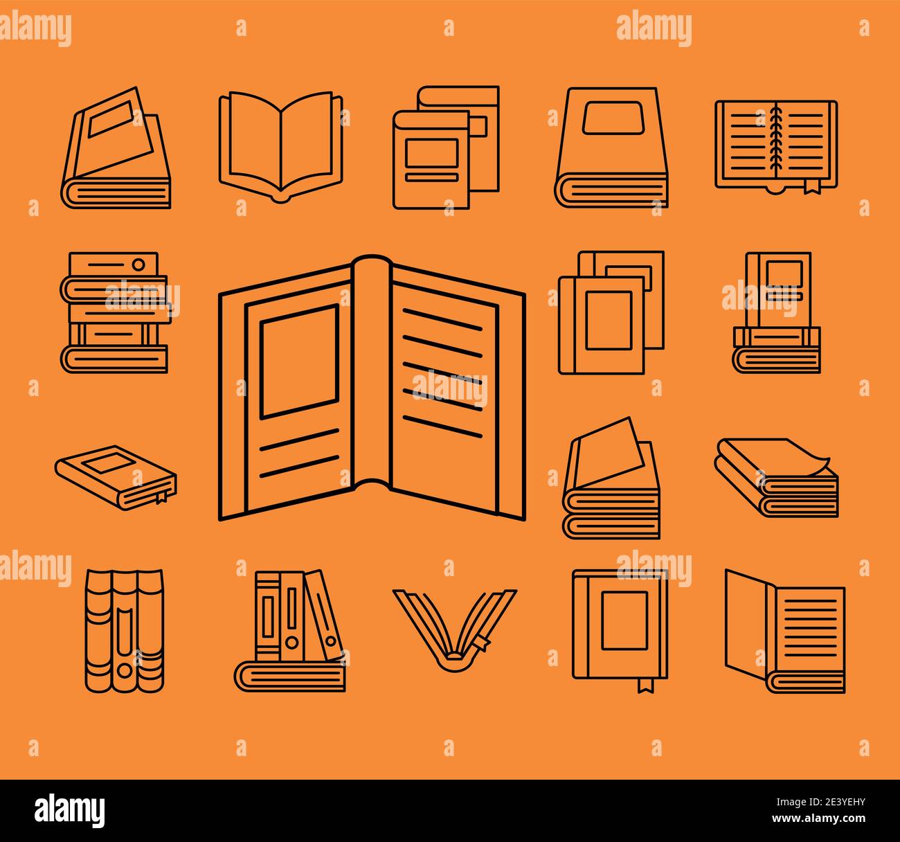 books line style icon group design, Education literature and read theme ...