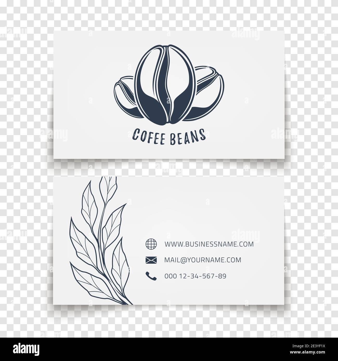 Coffee beans logo design. Busines card template for corporate company