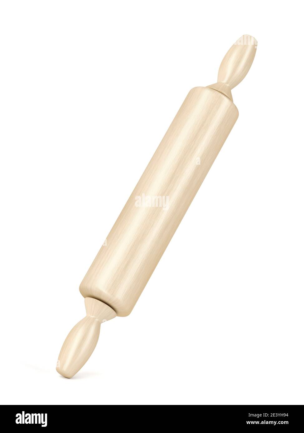 Wooden roller type rolling pin on white background Stock Photo
