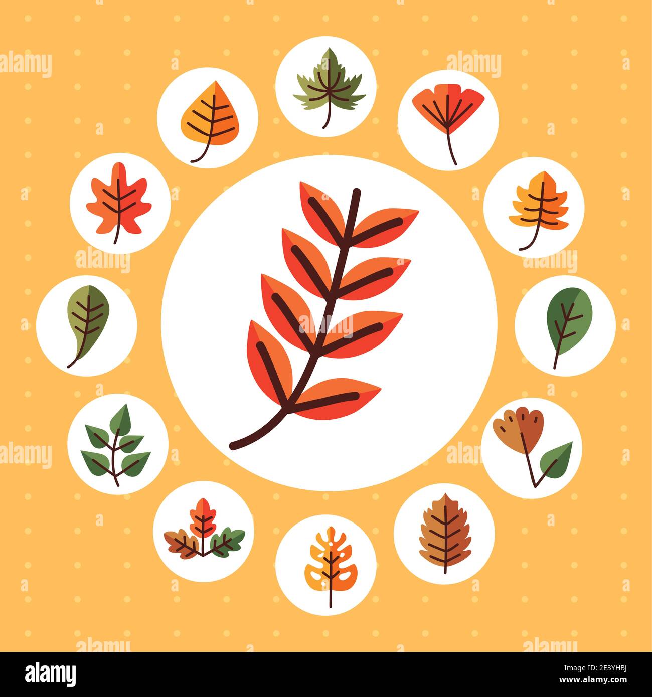 leaves line and fill style set of symbols design of Plant natural ...