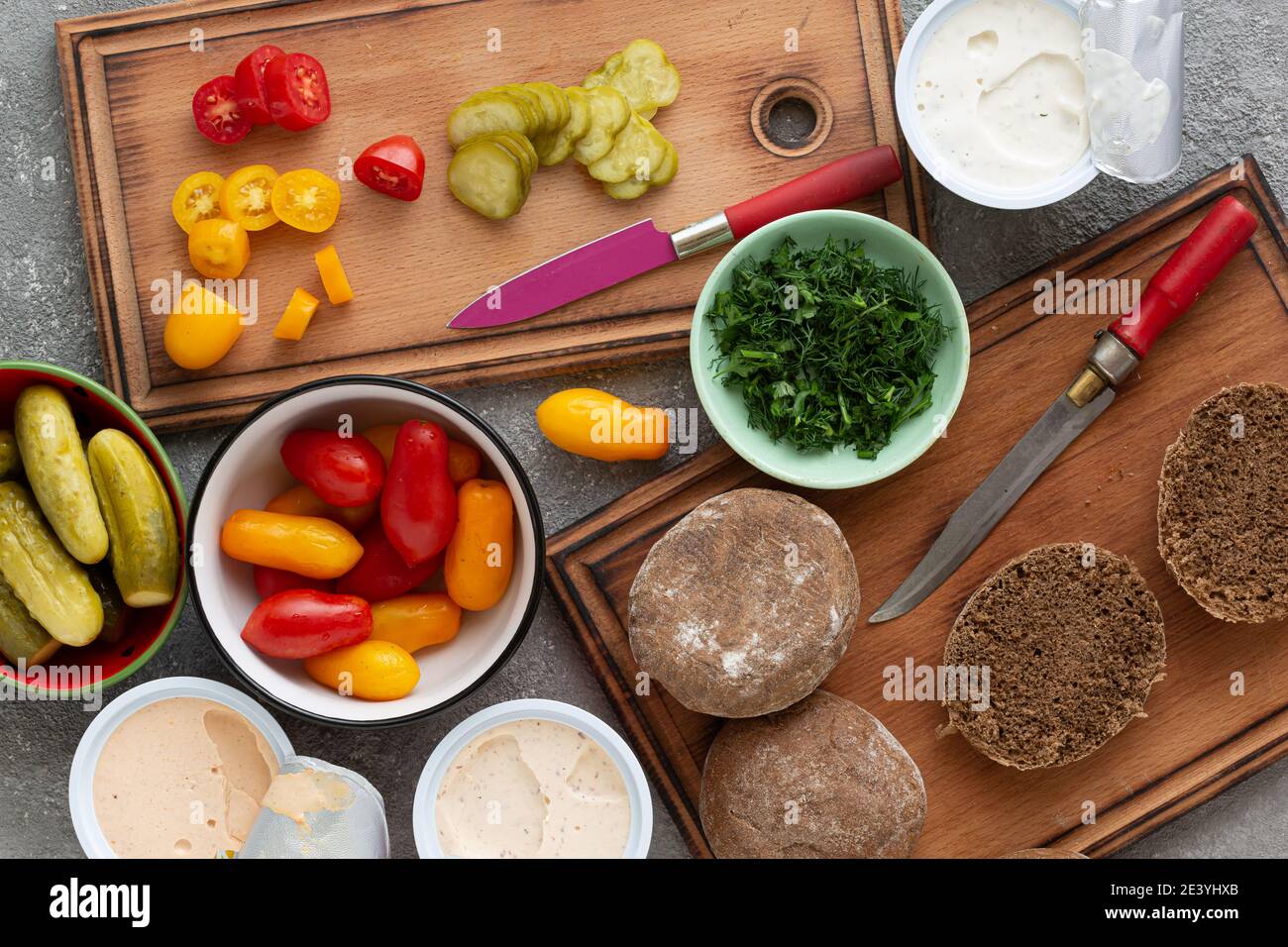 Cooking Vegetarian Spread Sandwiches with Vegetables Stock Photo Alamy