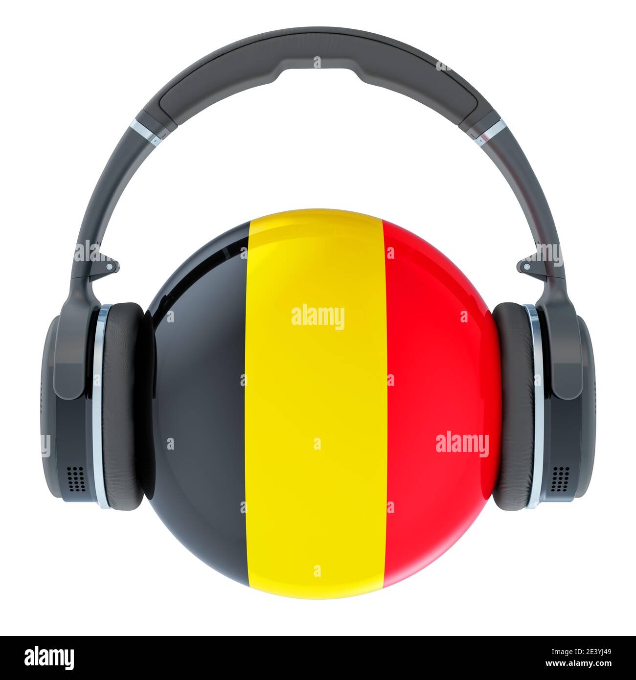 Headphones with Belgian flag, 3D rendering isolated on white background ...