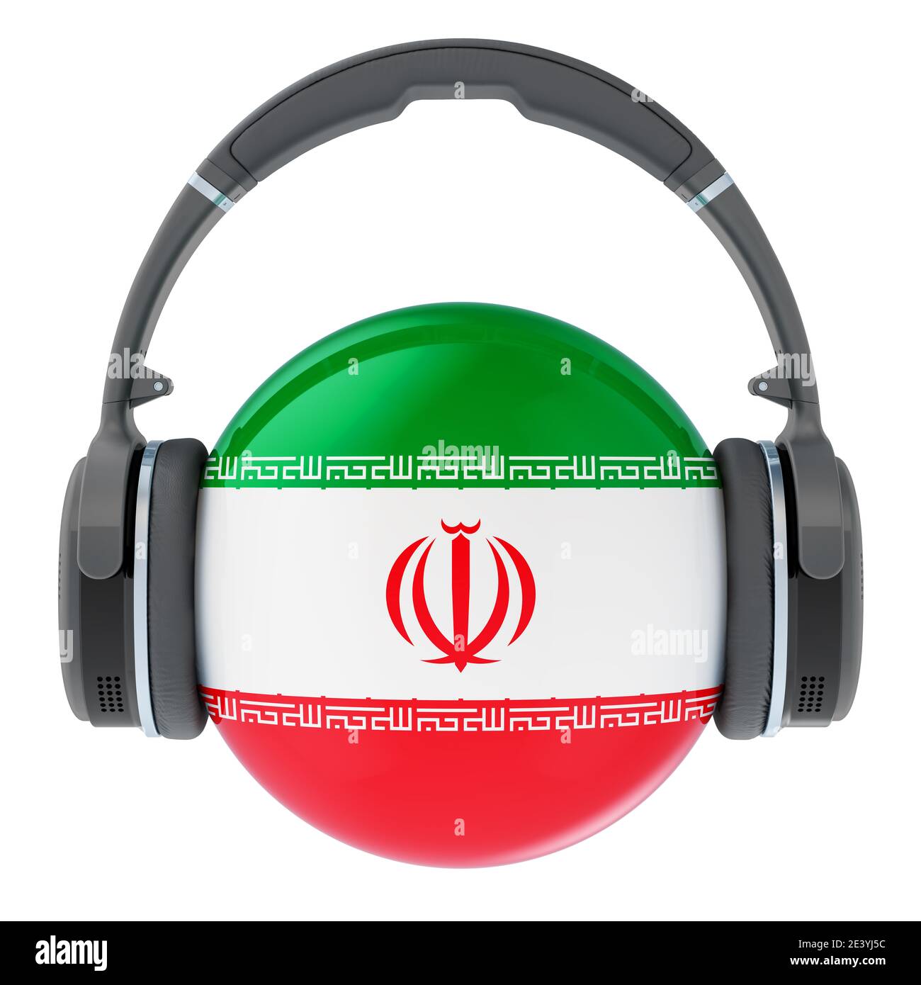 Headphones with Iranian flag, 3D rendering isolated on white background ...