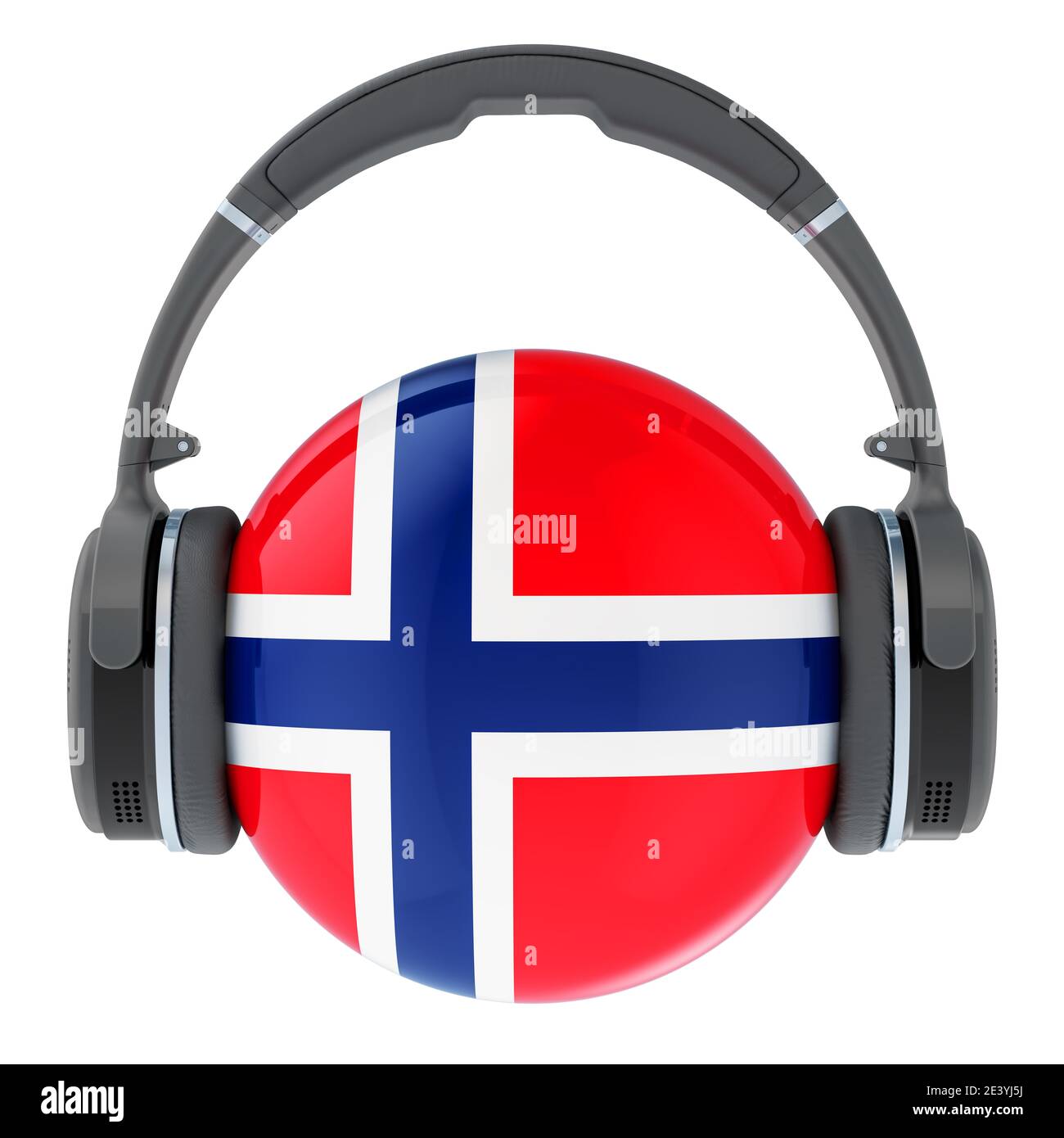 Headphones with Norwegian flag, 3D rendering isolated on white background Stock Photo