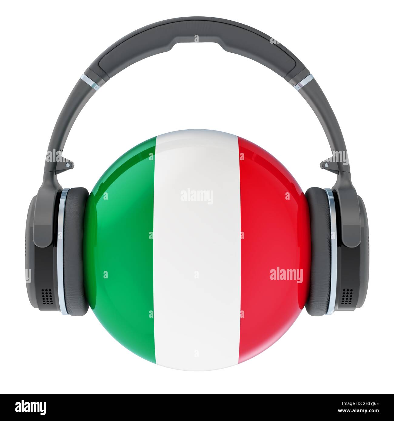 Headphones with Italian flag, 3D rendering isolated on white background