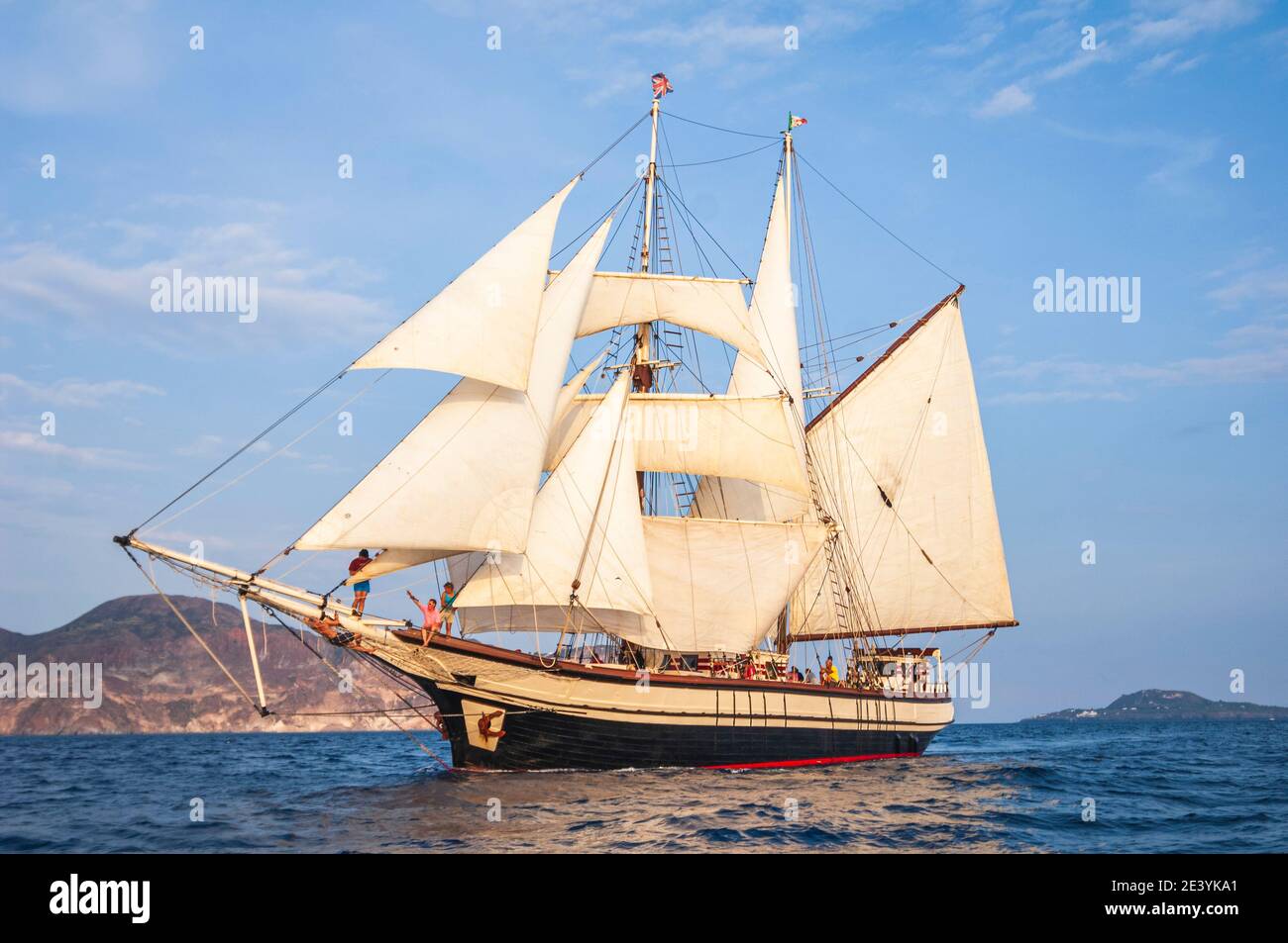 Old wooden sailing ship on mediterraean sea Stock Photo - Alamy
