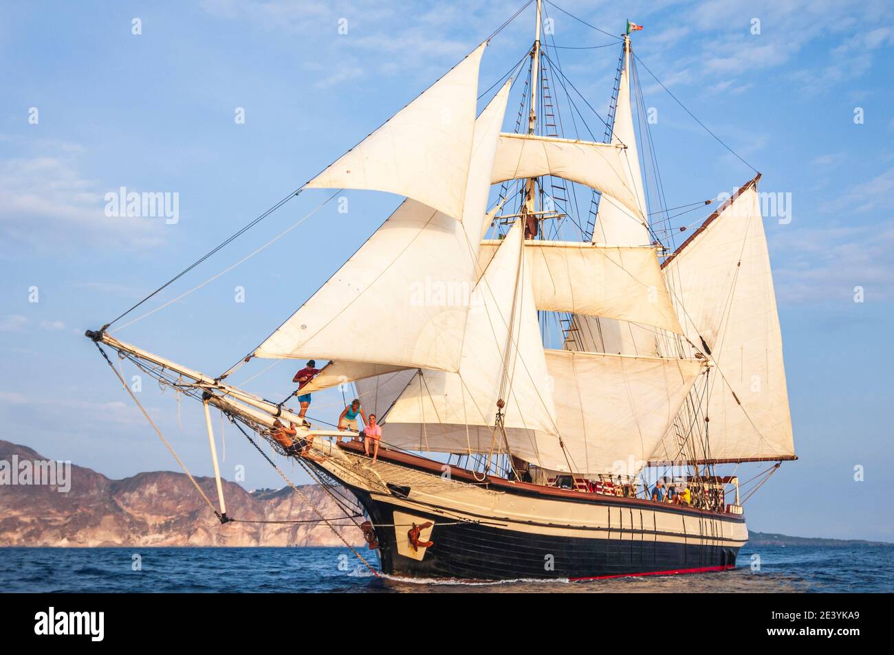 Old wooden sailing ship on mediterraean sea Stock Photo - Alamy