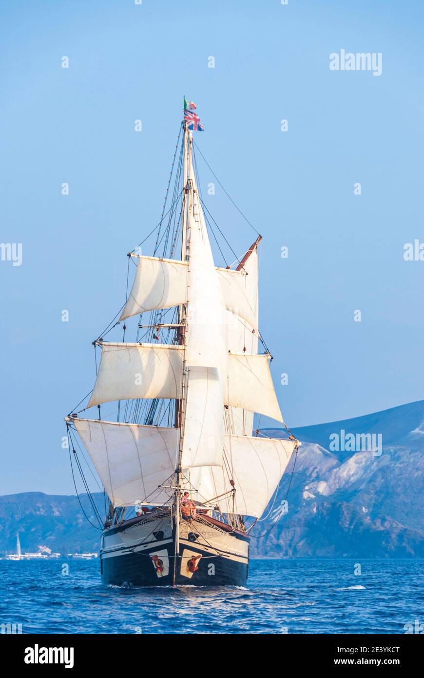 Old wooden sailing ship on mediterraean sea Stock Photo - Alamy