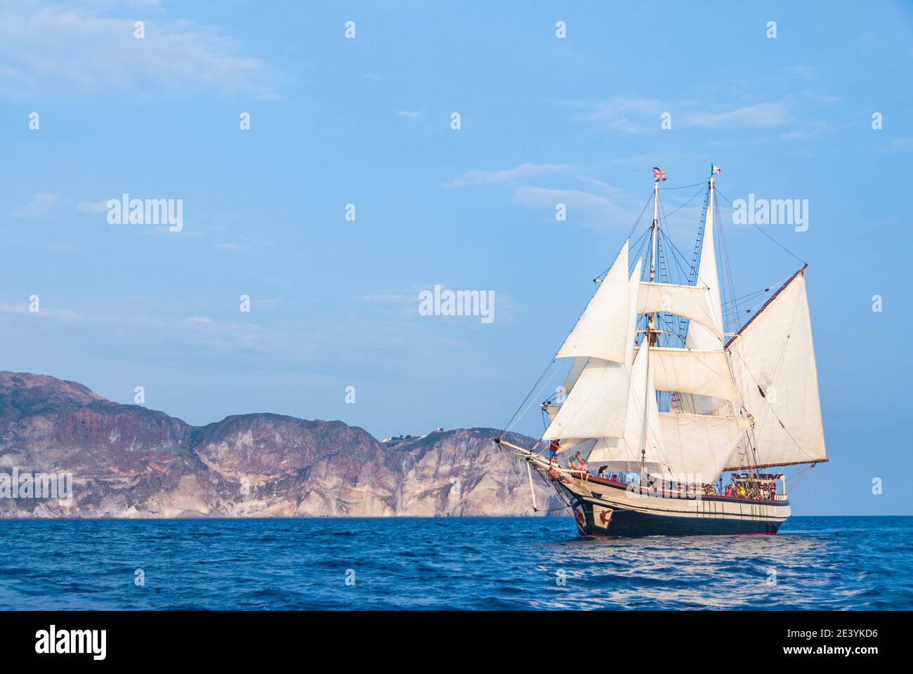 Old wooden sailing ship on mediterraean sea Stock Photo - Alamy