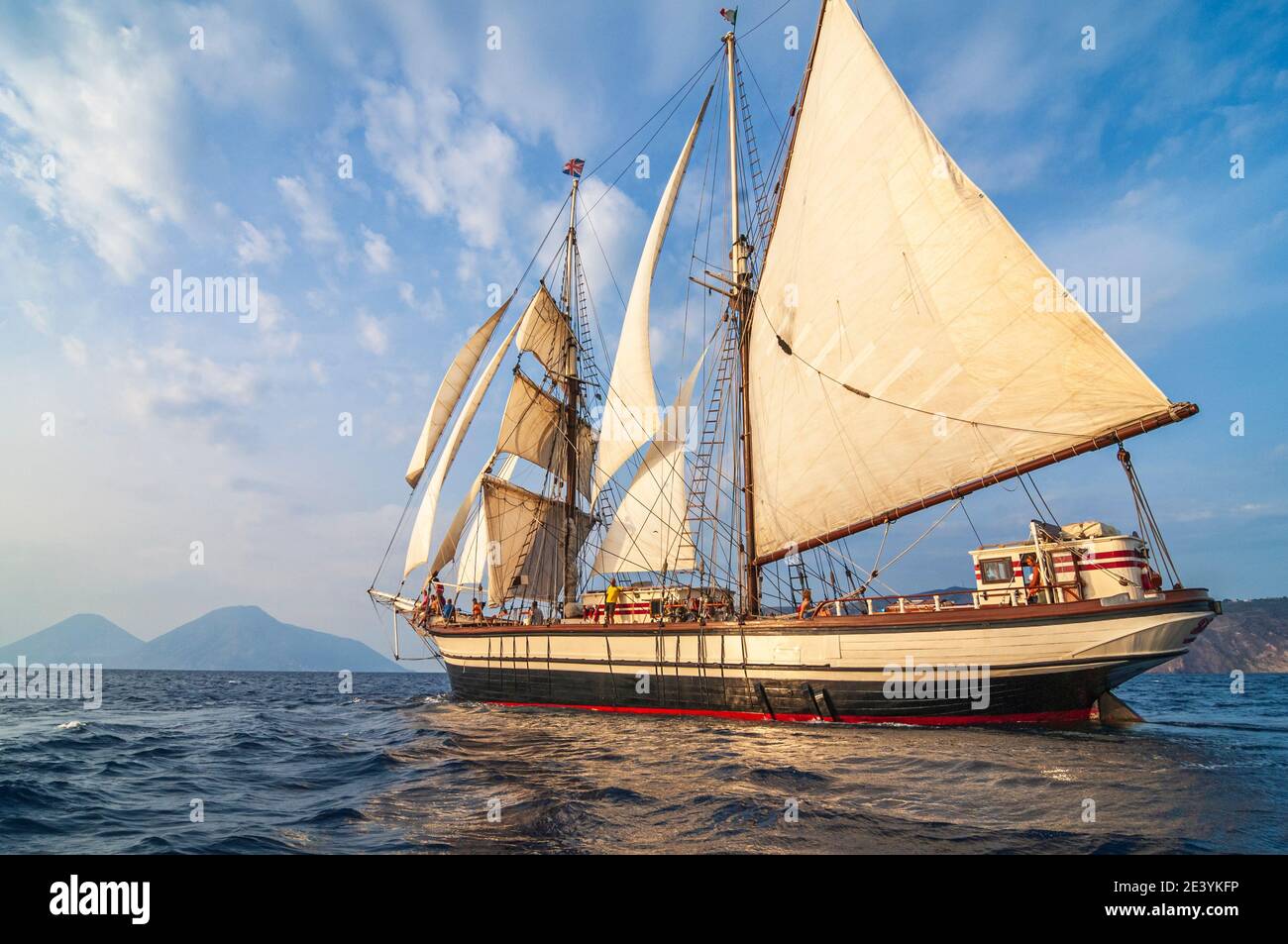 Old wooden sailing ship on mediterraean sea Stock Photo - Alamy