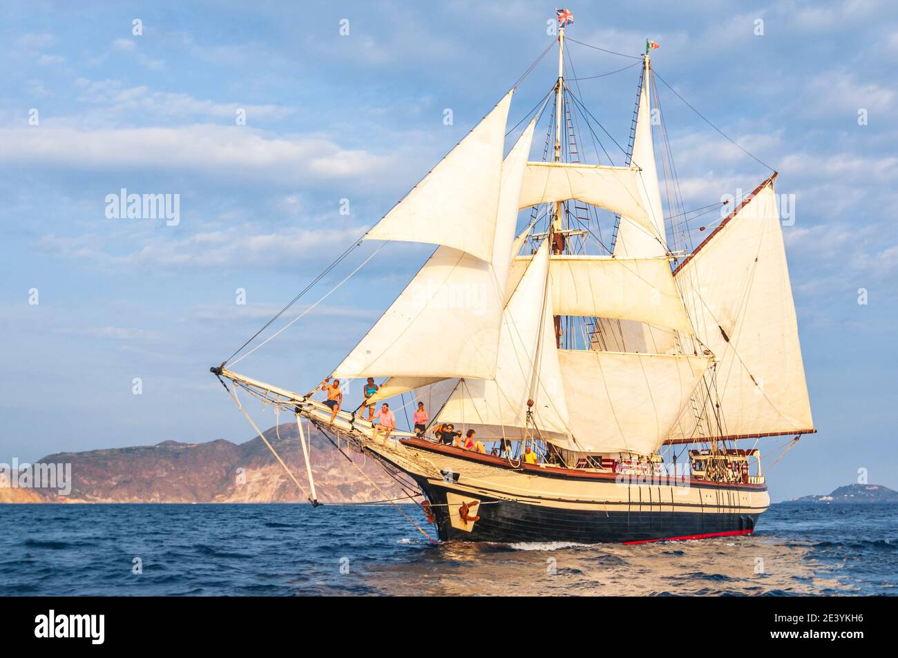 Old wooden sailing ship on mediterraean sea Stock Photo - Alamy