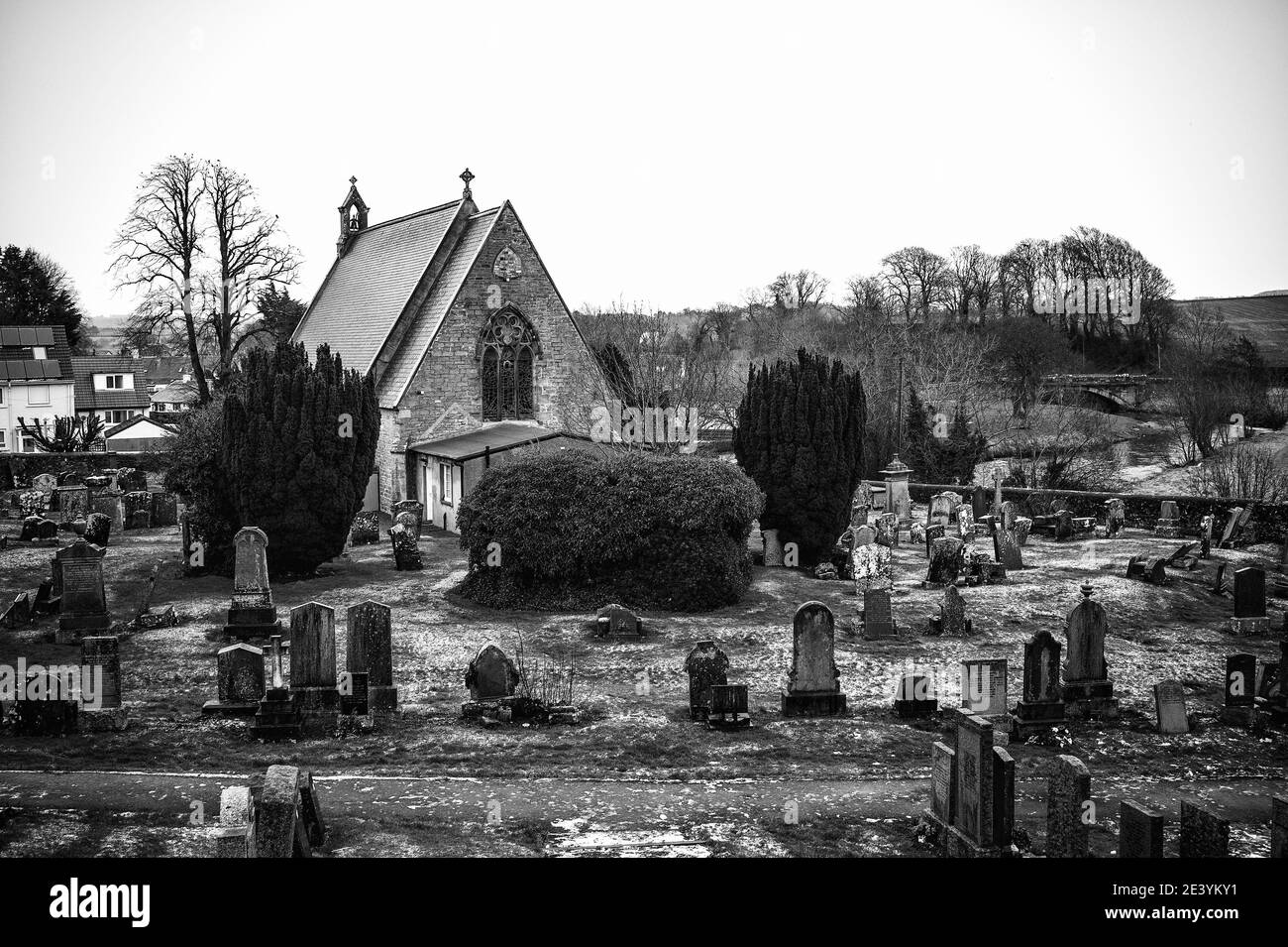 Churchyard in the village of Dalrymple Ayrshire on a winters day Stock