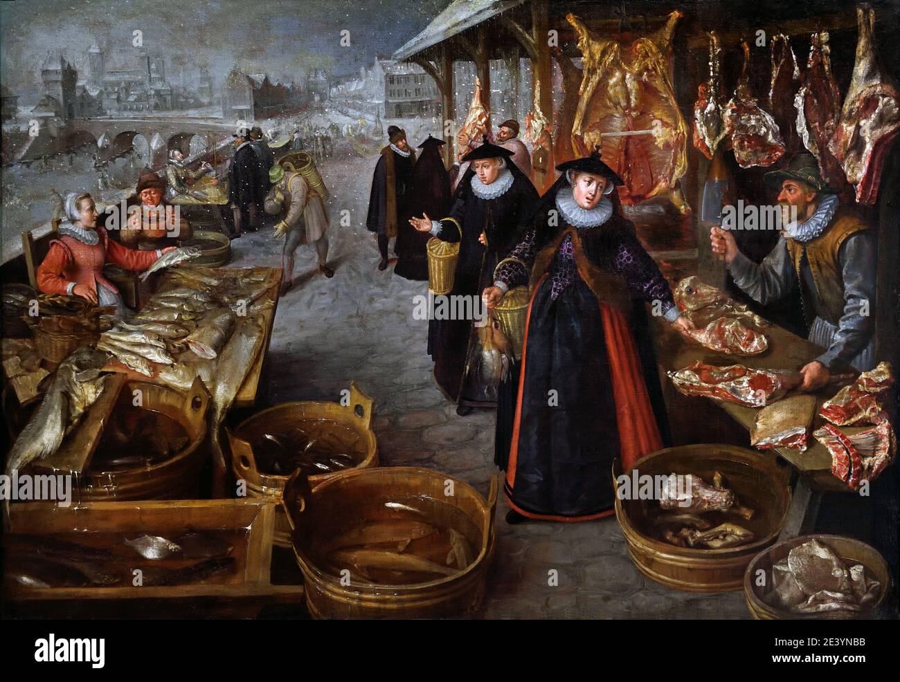Meat And Fish Market Winter 1595 Lucas Van Valckenborch 1535 1597 meat-and-fish-market-winter-1595-lucas-van-valckenborch-1535-1597