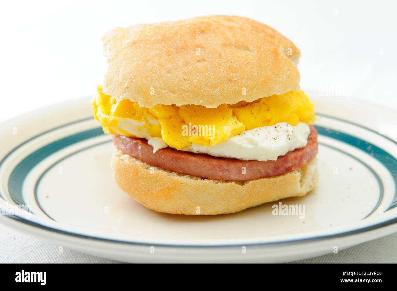 egg, sausage and goat cheese sandwich Stock Photo Alamy