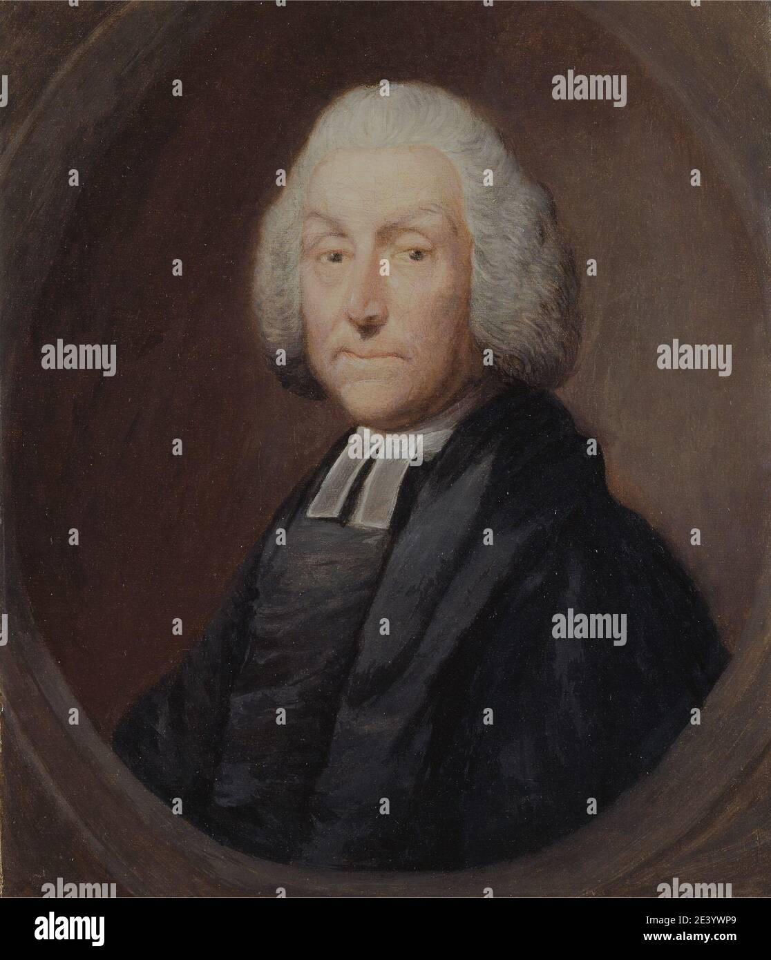 Thomas Gainsborough RA, 1727â€“1788, British, The Rev. Samuel Uvedale, 1770 to 1774. Oil on canvas.   black , clergyman , man , oval , portrait , white (color). Uvedale, Samuel Stock Photo
