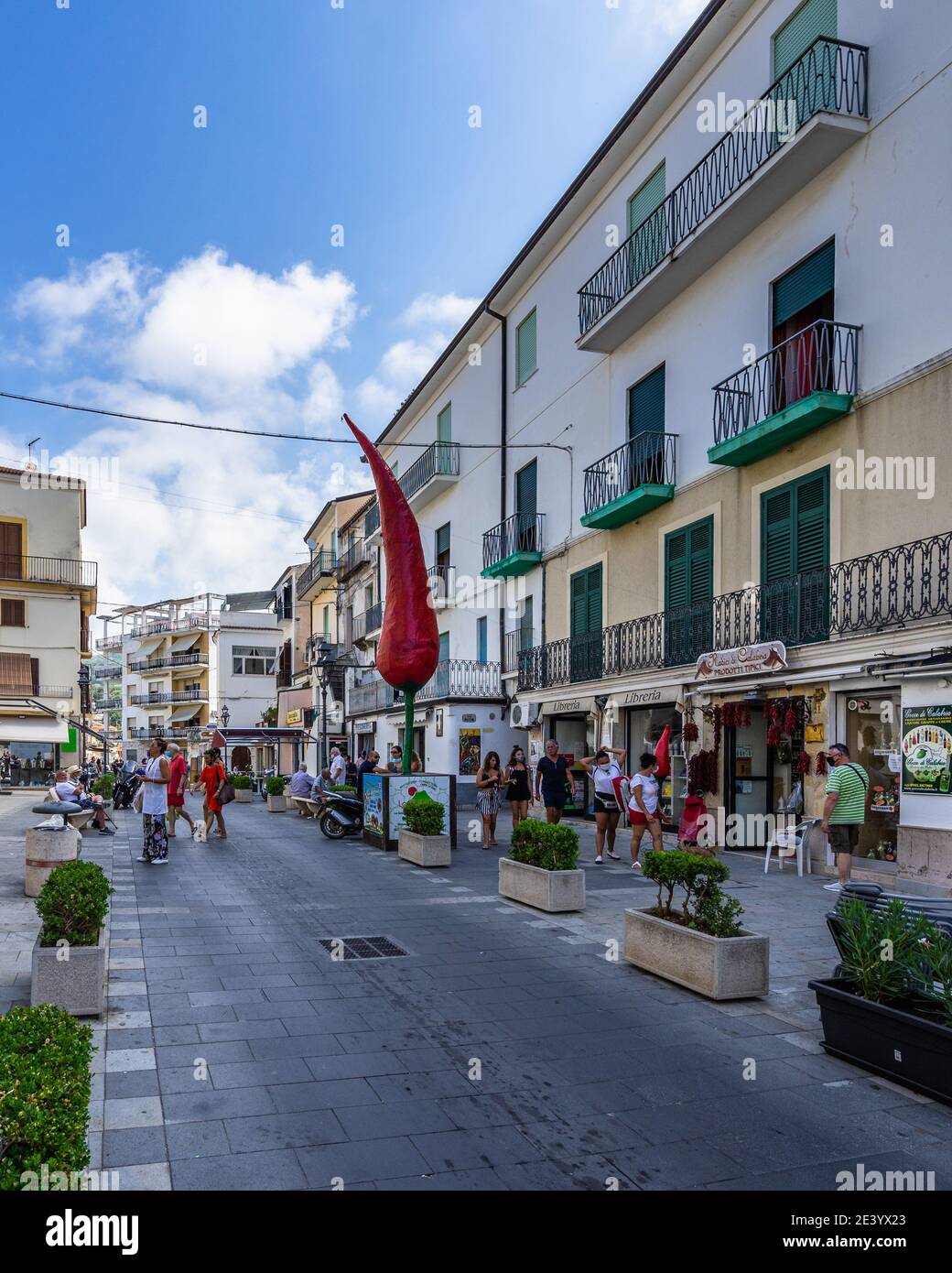 Diamante, Calabria, Italy, Aug. 2020 – View of the main street of Diamante, a town in Calabria region famous for red chillies Stock Photo