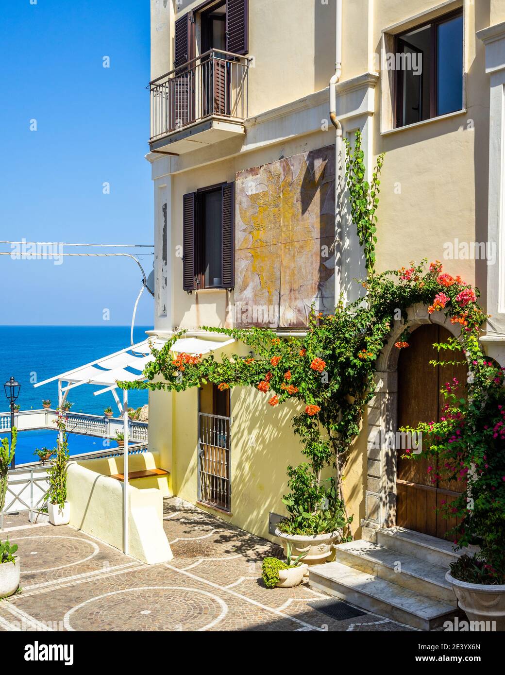 A picturesque house on the sea in Diamante, a famous resort town in Calabria region, southern Italy Stock Photo