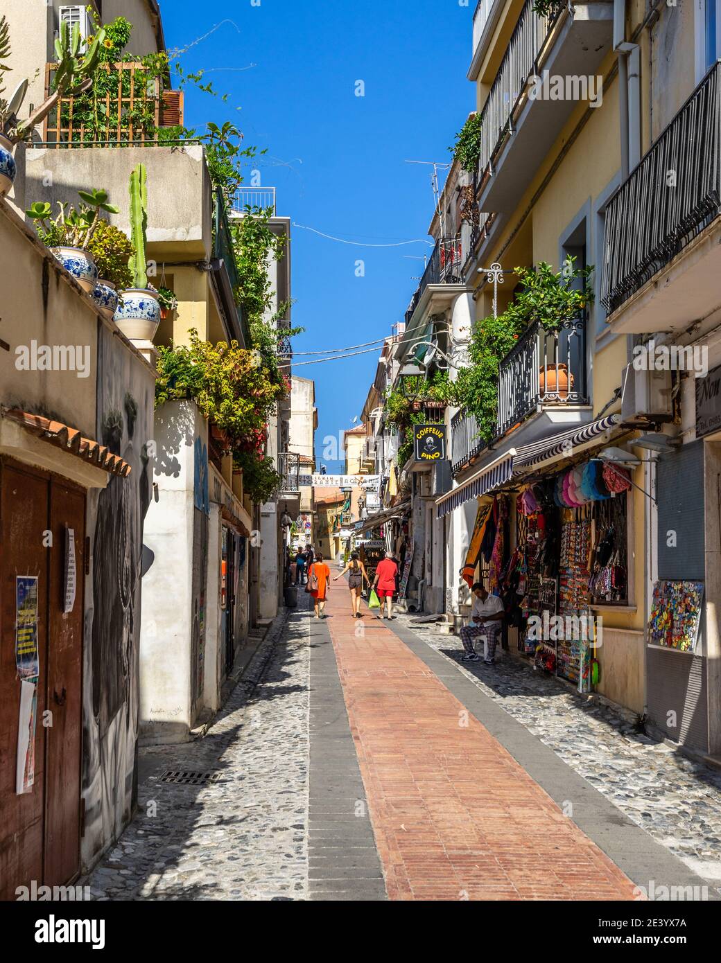 Diamante, Calabria, Italy, Aug. 2020 – A colorful street in Diamante, a popular resort town for summer holidays Stock Photo