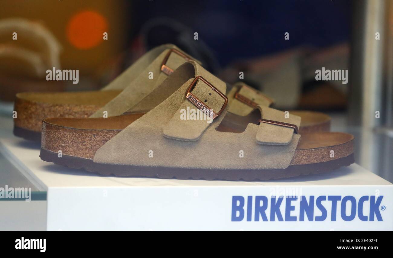 A pair of shoes is pictured in a window of a Birkenstock footwear store in  Berlin, Germany, January 21, 2021. REUTERS/Fabrizio Bensch Stock Photo -  Alamy