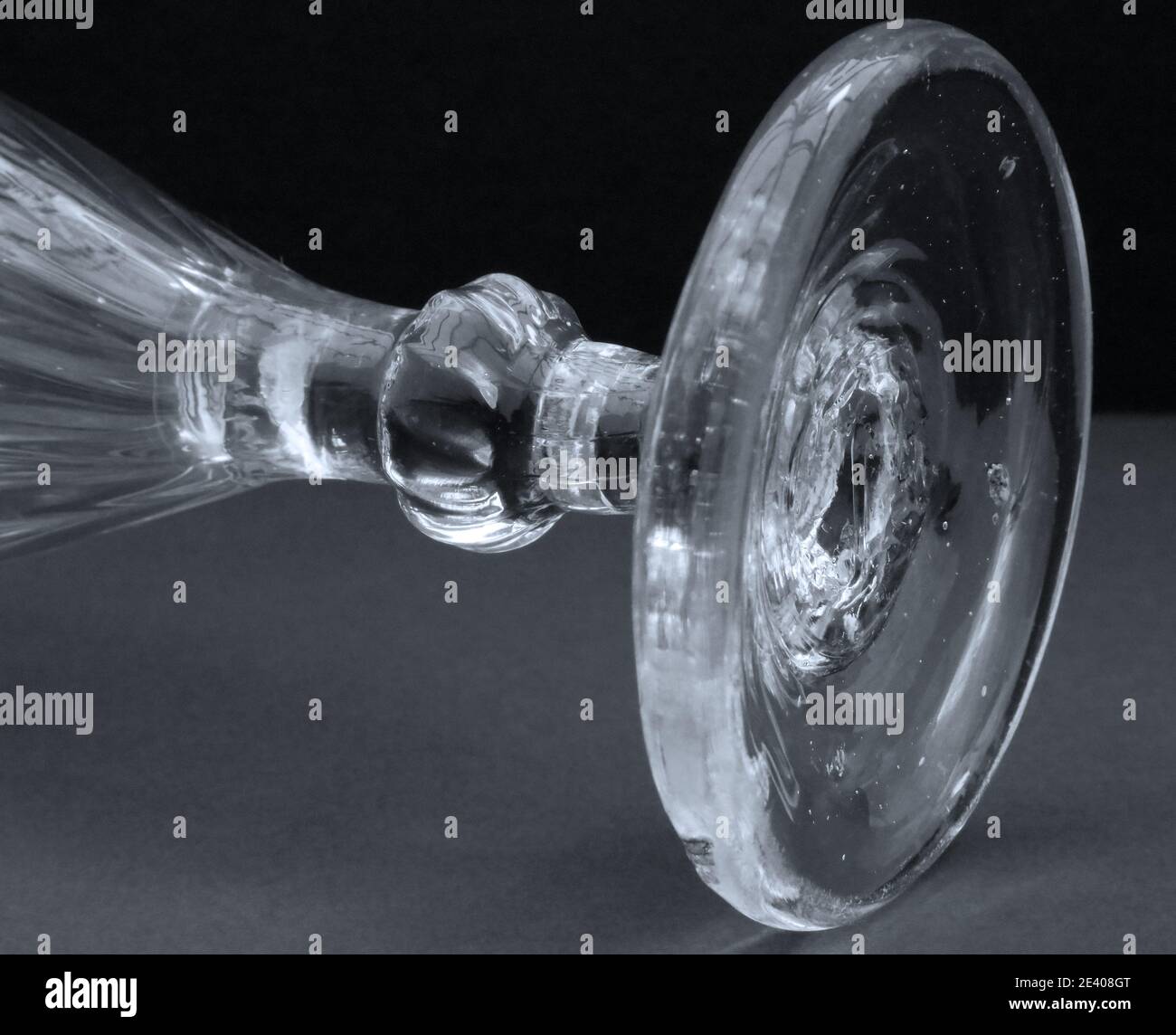 detail shot showing the snapped pontil on an Georgian glass  c)1820 Stock Photo