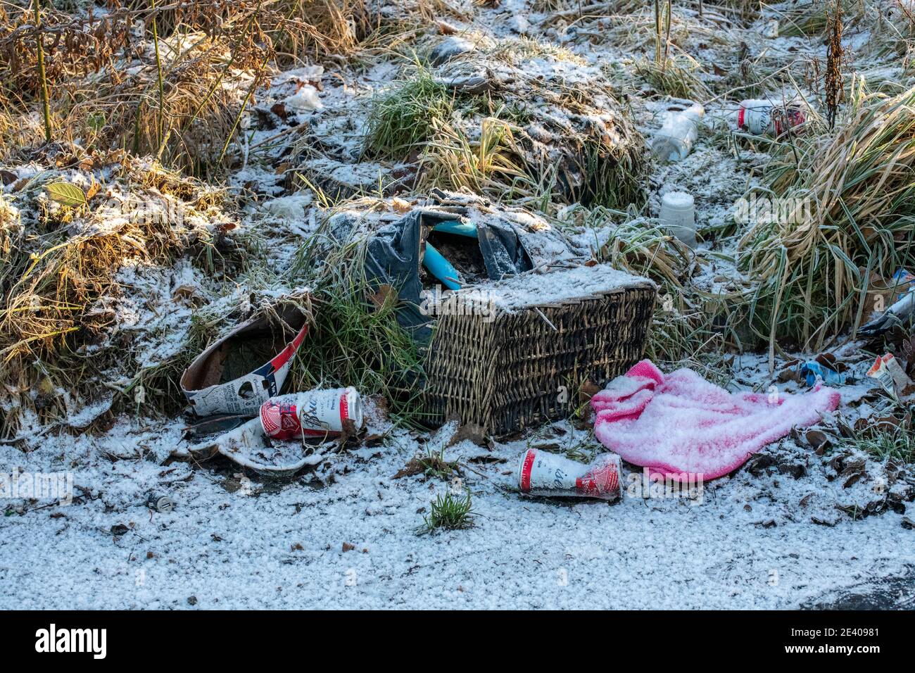 Rubbish being left on the street during the coronavirus lockdown Stock