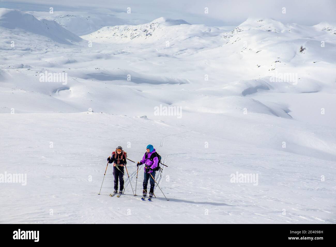 Ski touring in Norway's winter mountains Stock Photo