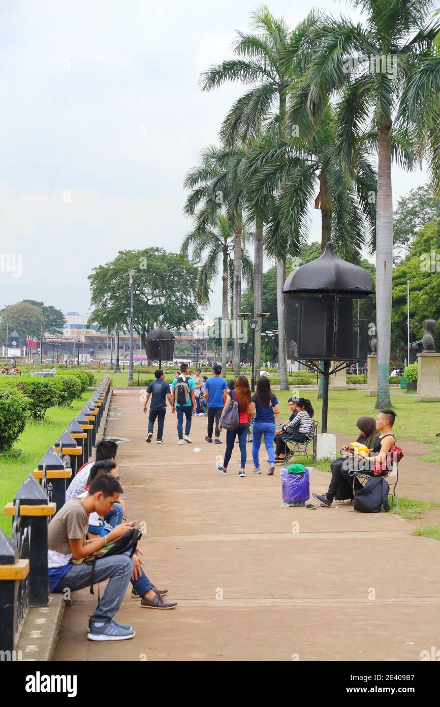MANILA, PHILIPPINES NOVEMBER 24, 2017 People visit Rizal Park in