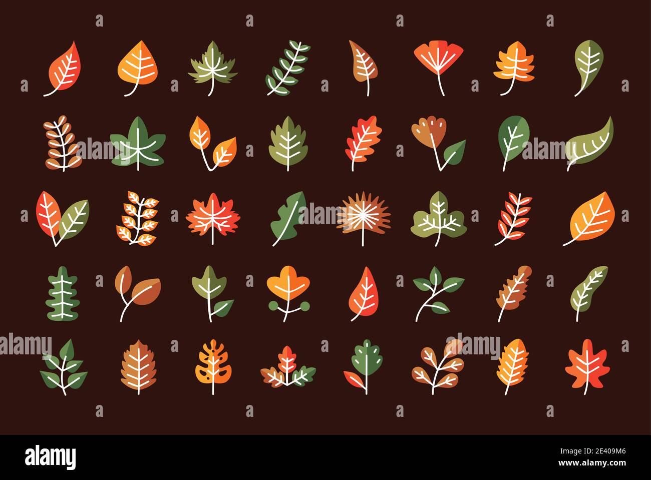 leaves line and fill style icon collection design of Plant natural ...