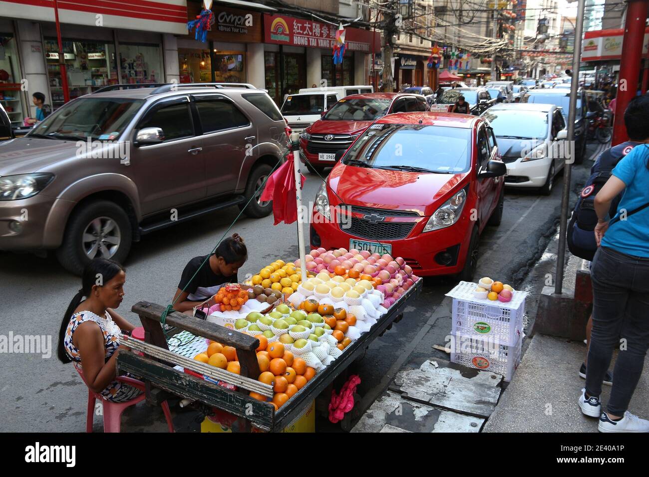 MANILA, PHILIPPINES - NOVEMBER 25, 2017: People visit Chinatown food