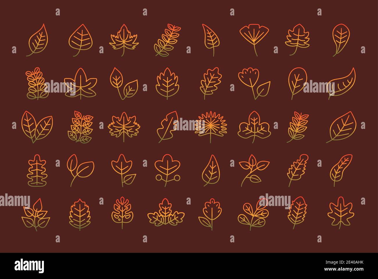 leaves line style icon collection design of Plant natural floral and ...