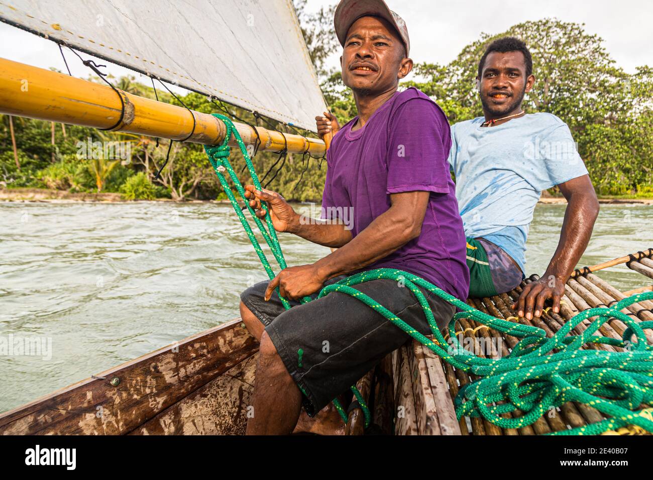 Polynesian style sailing on a Proa (multihull outrigger sailboat) in