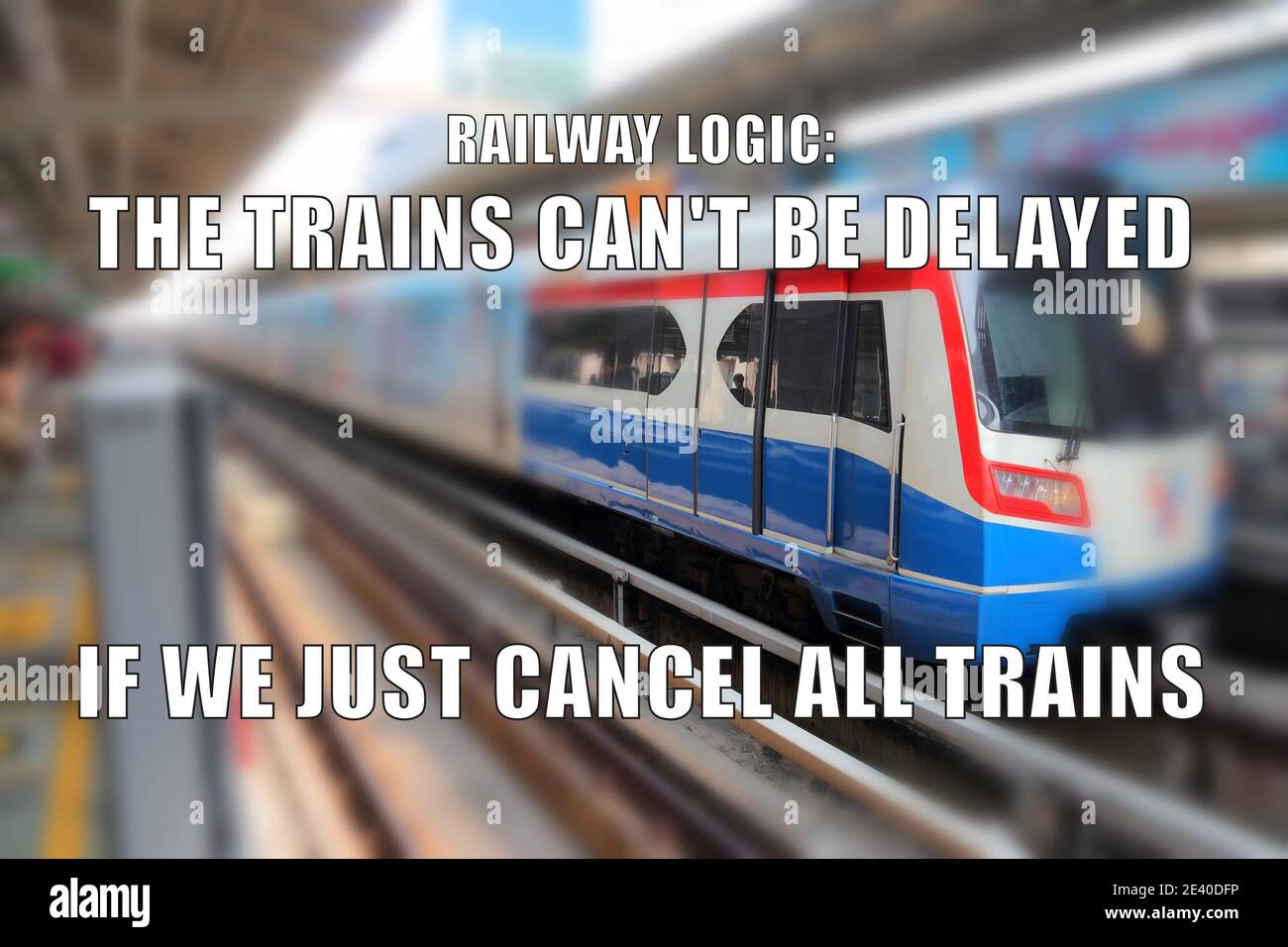 Railway logic funny meme for social media sharing. Public transit