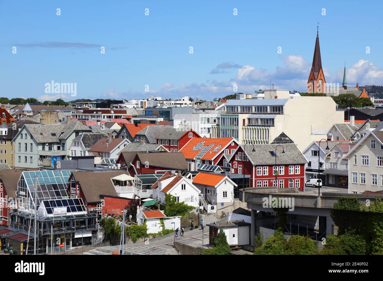 HAUGESUND, NORWAY - JULY 22, 2020: Urban skyline of Haugesund city in Norway. Haugesund is a town in Rogaland region established in 1855. Stock Photo