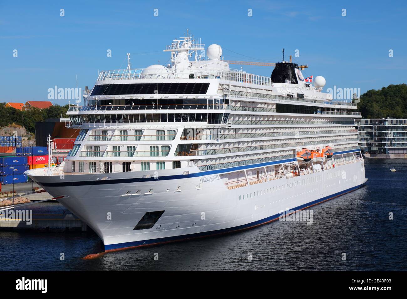Kristiansand Norway July 31 2020 Viking Jupiter Cruise Ship In Kristiansand Harbor Norway The Cruise Ship Was Built In Famous Italian Shipyard Stock Photo Alamy
