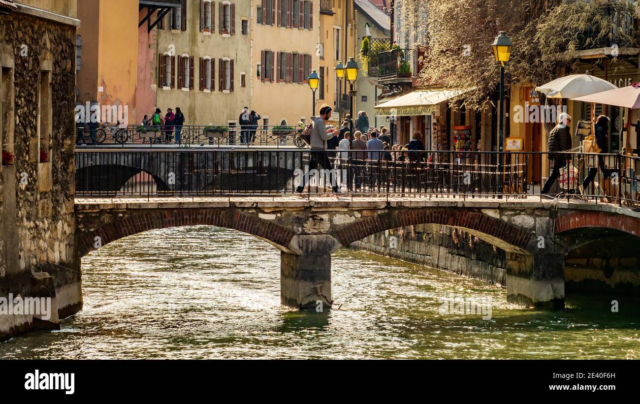 Annecy (southeastern France) the river Thiou in the Old Town. On the