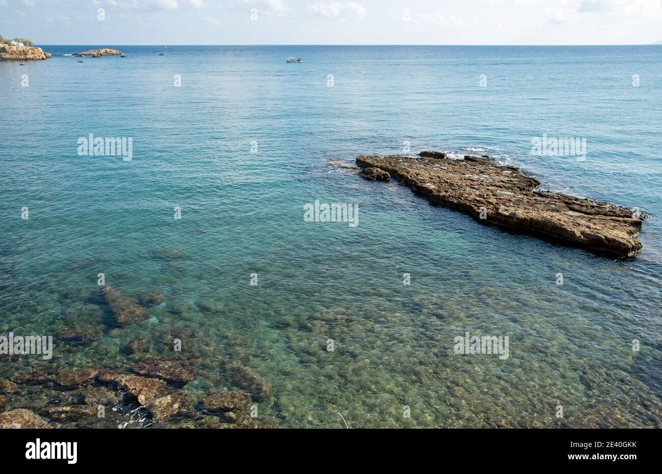 Saradari Beach with vivid blue colors water and yellow sand in Crete ...