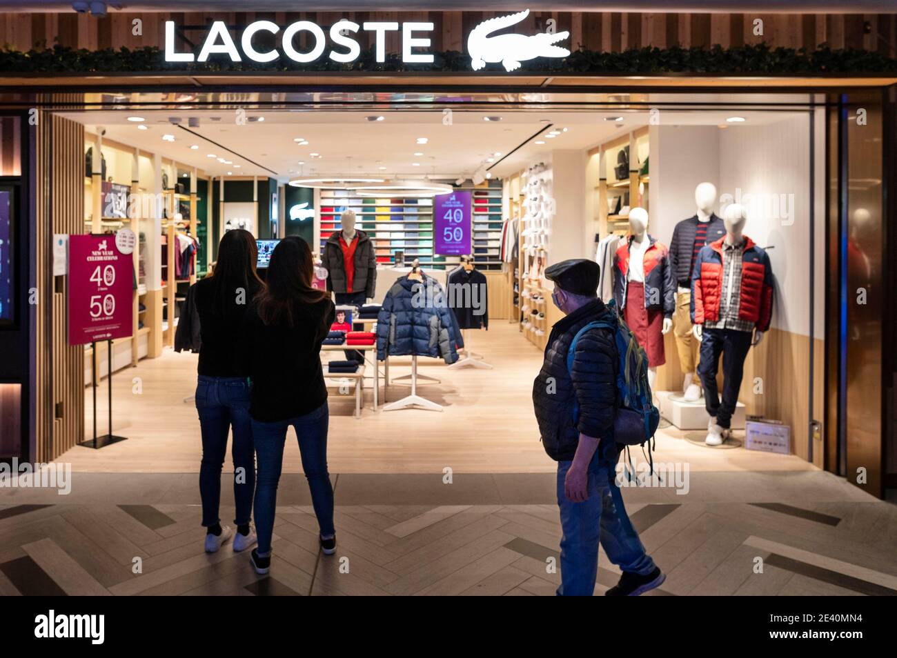 Hong Kong, 16th 2021. French clothing brand Lacoste store and logo seen in Hong Kong. Credit: Budrul Chukrut/SOPA Images/ZUMA Wire/Alamy Live News Stock Photo - Alamy