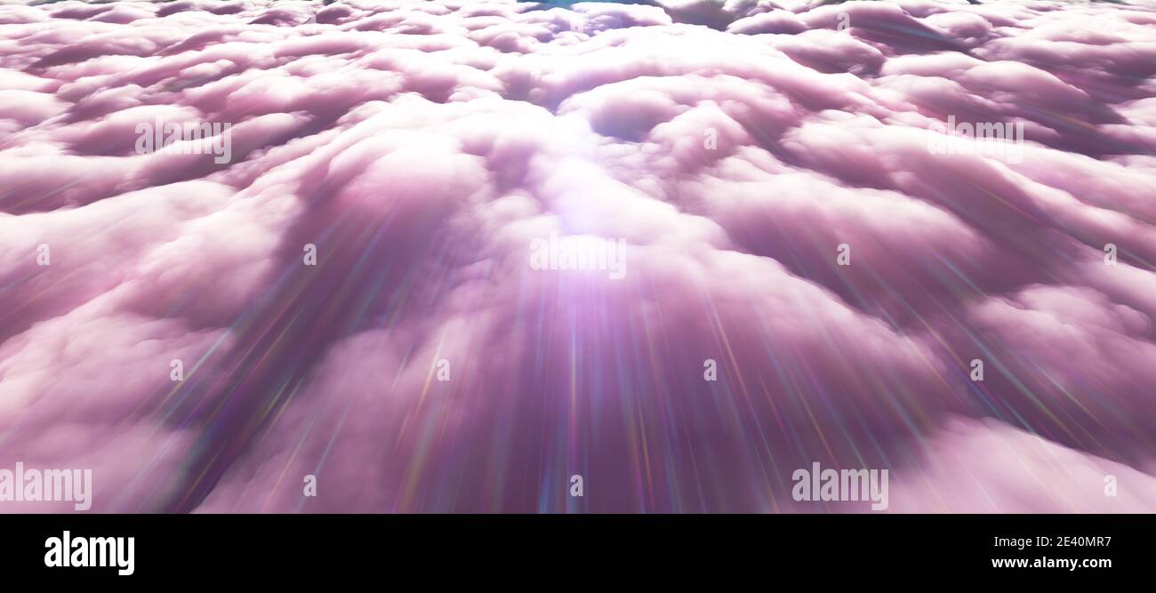 Sun Rays Render above clouds sun ray 3d render illustration Stock Photo - Alamy
