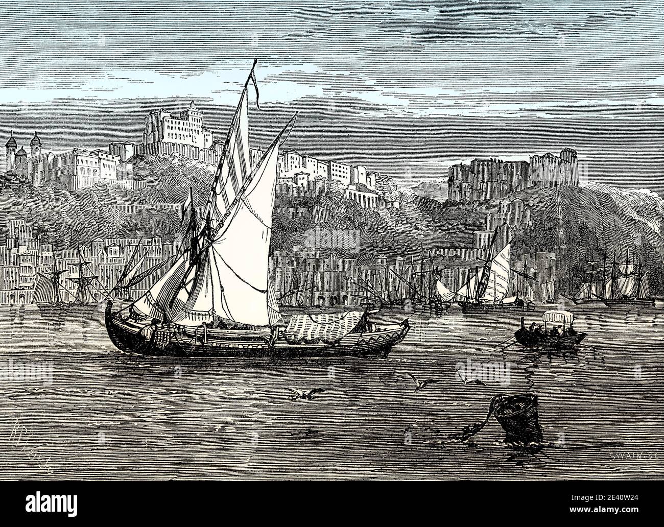 Historical view of Porto, 18th century, From British Battles on Land and  Sea, by James Grant Stock Photo - Alamy