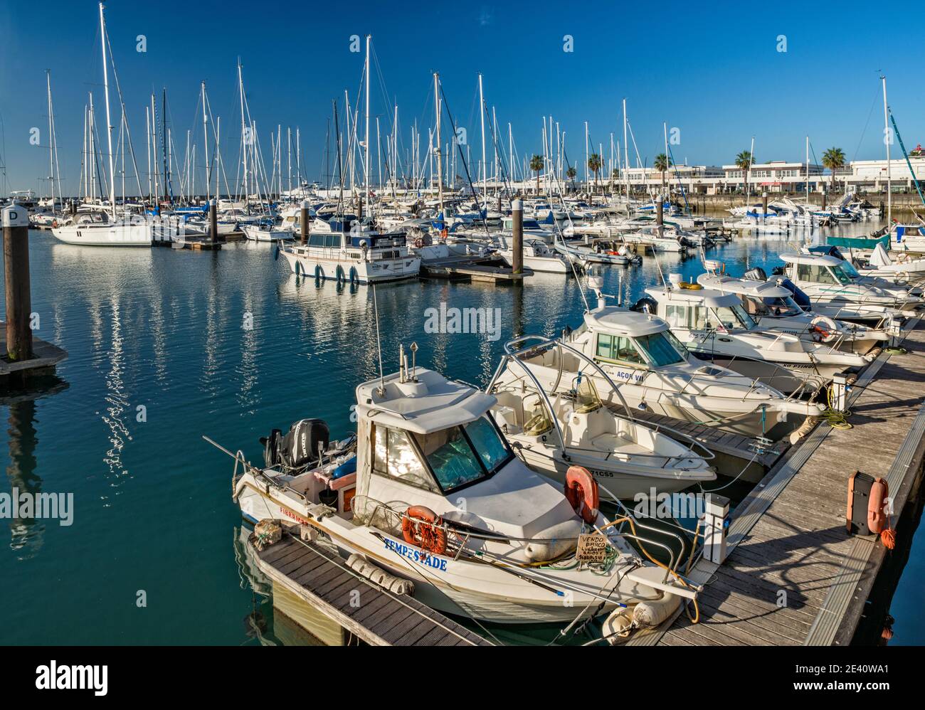 Boats at marina, in Cascais, Lisbon District, Lisboa region, Portugal Stock Photo