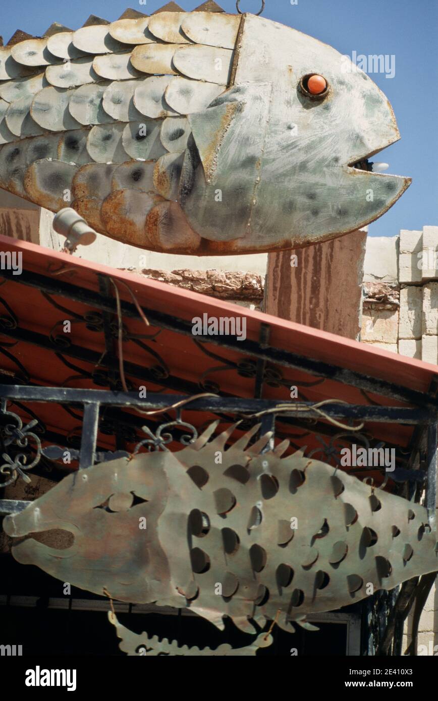 Fish Statue Rabat Fish sculpture - seafood restaurant, Tel Aviv Stock Photo - Alamy