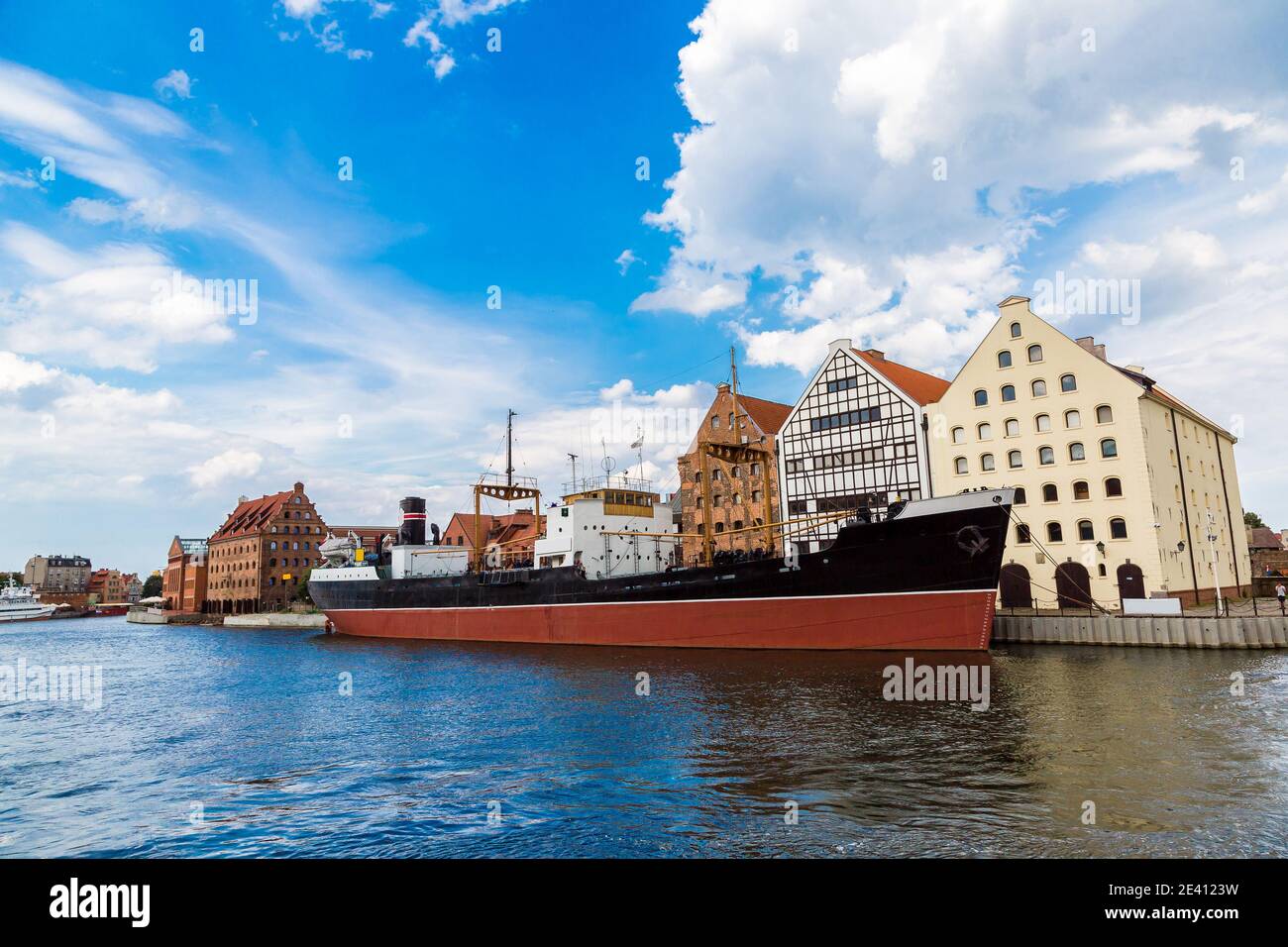 SS SOLDEK on Motlawa river in Gdansk in a summer day in Poland Stock Photo