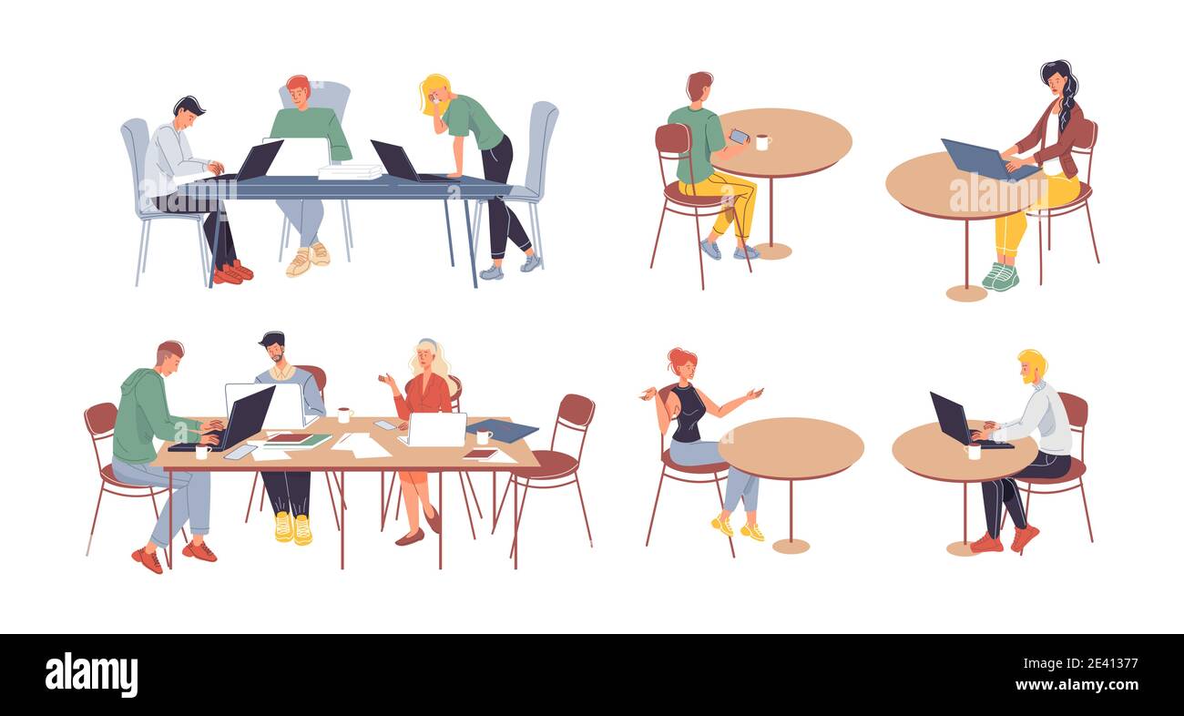 Workflow of business people flat vector illustration concept Stock ...