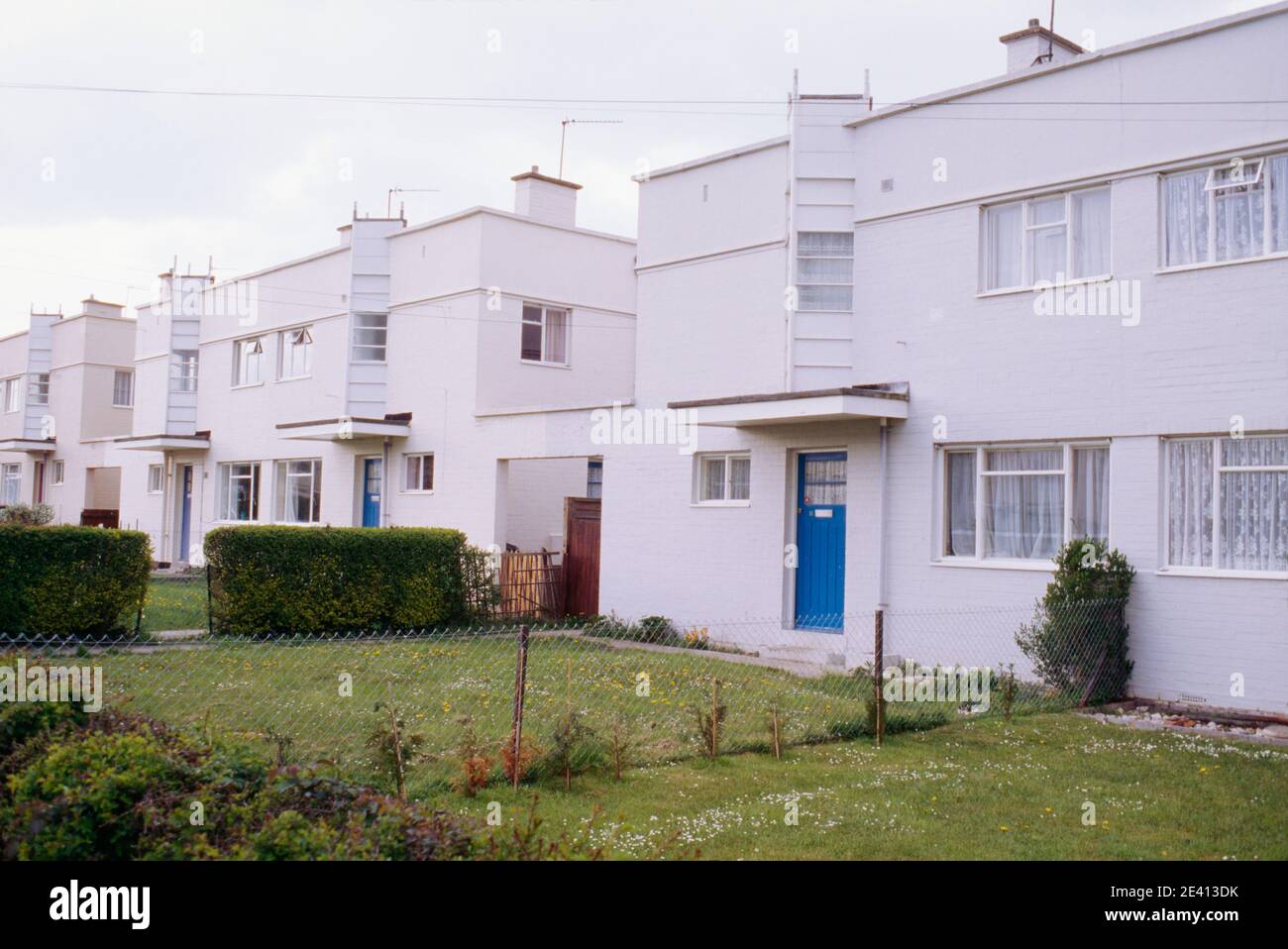 View of terrace of modernist housing, crittall window factory village