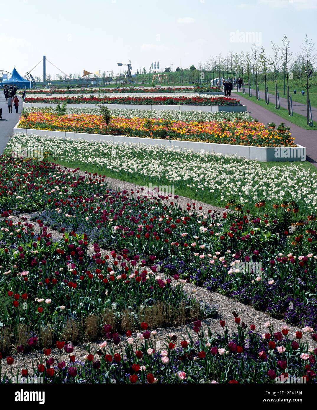 Blumenterrassen am Eingang Mitte Stock Photo