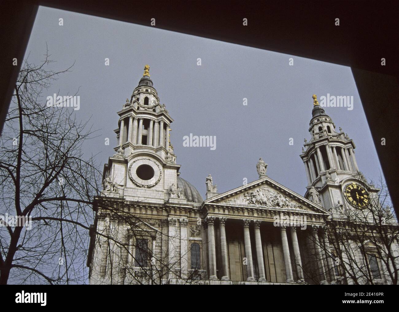 a framed view of Saint Paul cathedral (west front) in London, England Stock Photo