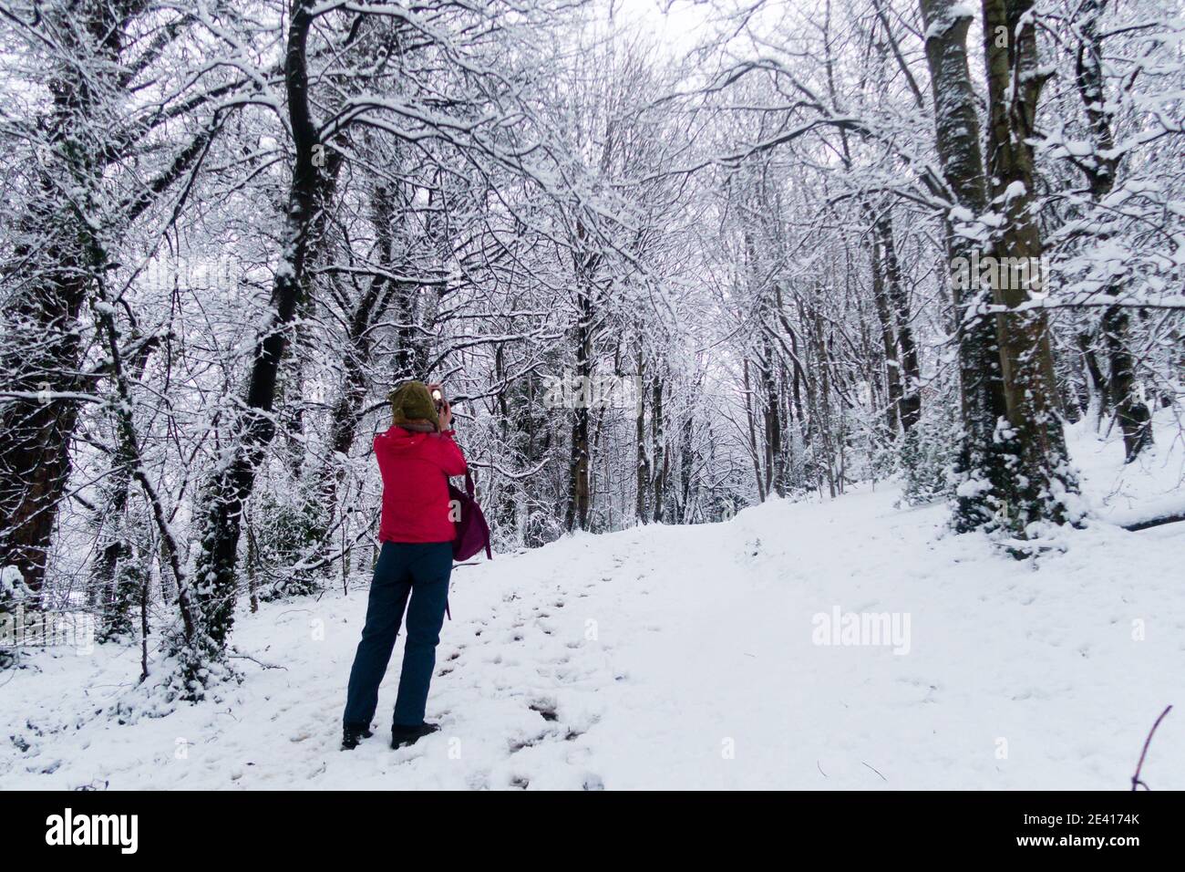 Woman freezing cold snow hi-res stock photography and images - Alamy